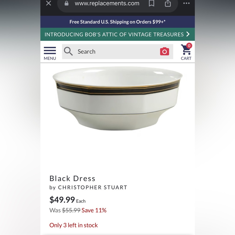 CHRISTOPHER STUART BLACK DRESS OCTAGONAL GOLD TRIM FRUIT DESSERT SAUCE BOWL PLAT